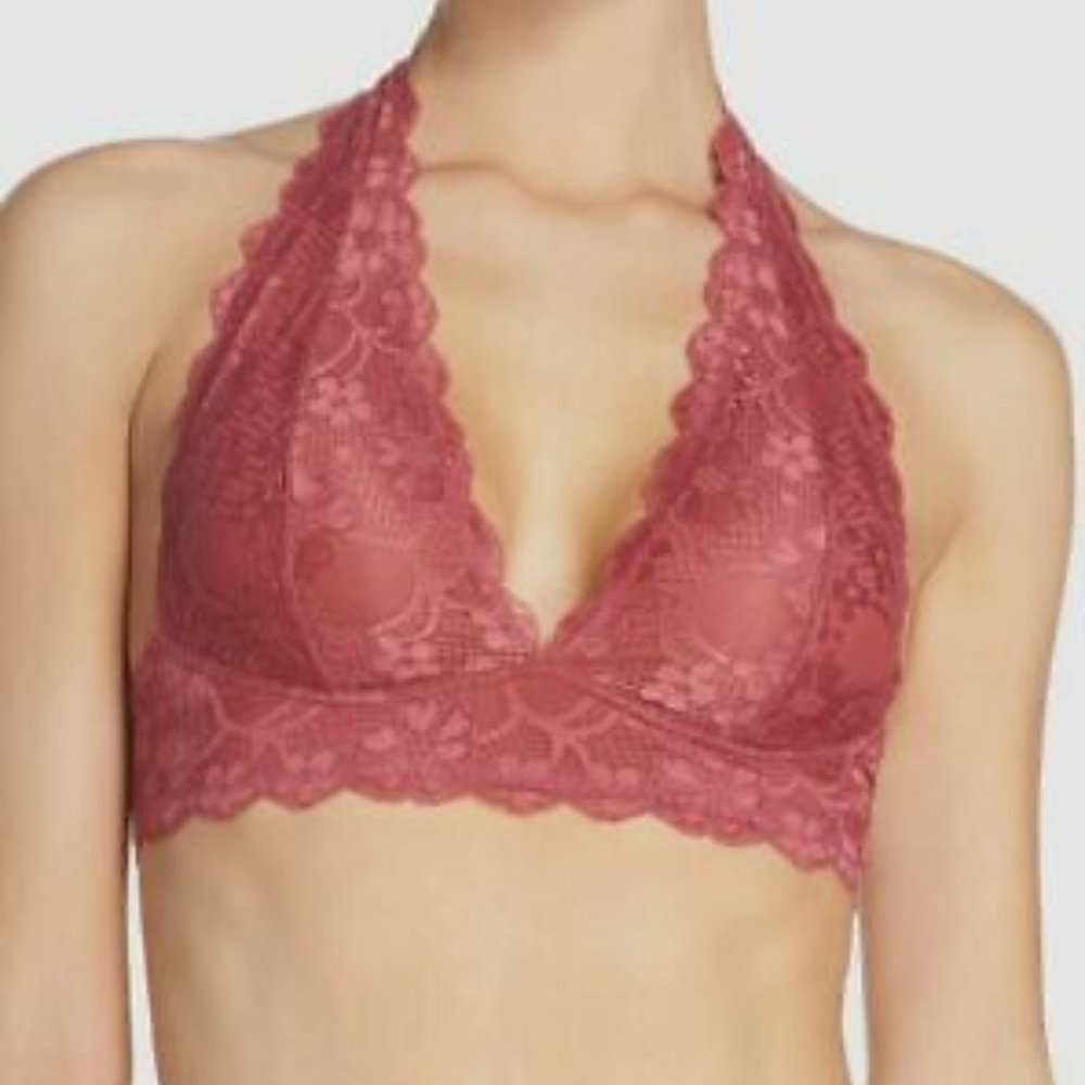 Free People Pink Galloon Halter Lace Bralette